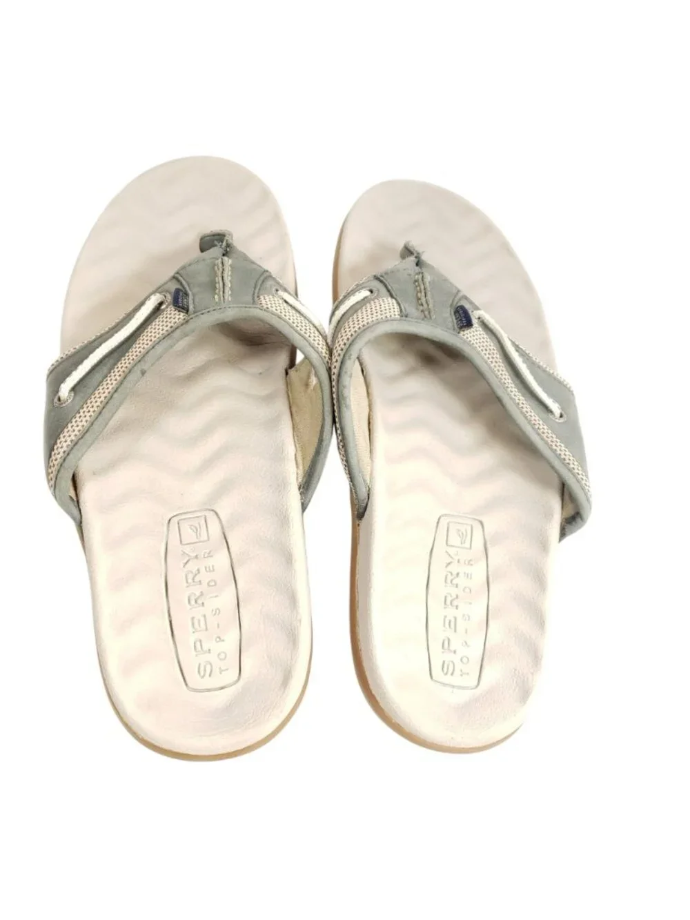 Sperry Mens Size 11 Gray Leather Flip Flop Sandals Non-Slip Sole